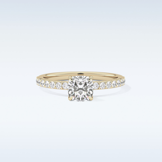 0.86 CT Pave Engagement Ring Featuring Cushion Moissanite