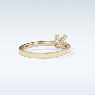 0.86 CT Pave Engagement Ring Featuring Cushion Moissanite