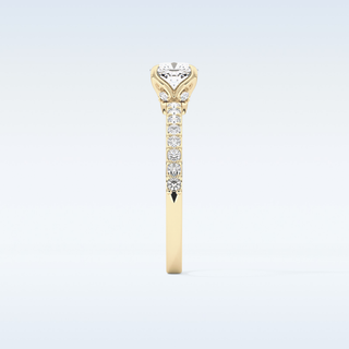 0.86 CT Pave Engagement Ring Featuring Cushion Moissanite