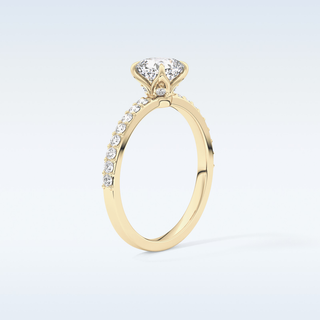 0.86 CT Pave Engagement Ring Featuring Cushion Moissanite
