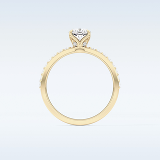 0.86 CT Pave Engagement Ring Featuring Cushion Moissanite