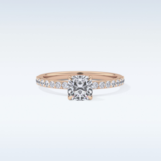 0.86 CT Pave Engagement Ring Featuring Cushion Moissanite