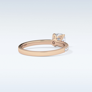 0.86 CT Pave Engagement Ring Featuring Cushion Moissanite