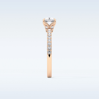 0.86 CT Pave Engagement Ring Featuring Cushion Moissanite