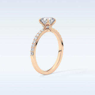 0.86 CT Pave Engagement Ring Featuring Cushion Moissanite