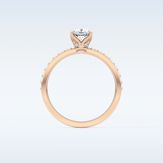 0.86 CT Pave Engagement Ring Featuring Cushion Moissanite