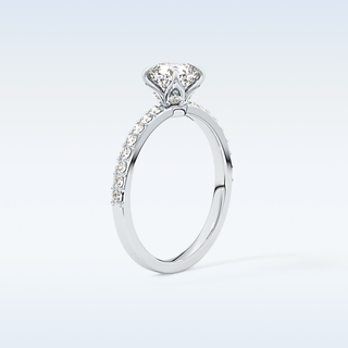 0.86 CT Pave Engagement Ring Featuring Cushion Moissanite