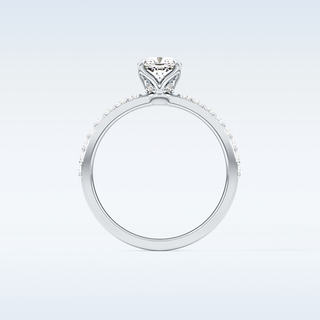 0.86 CT Pave Engagement Ring Featuring Cushion Moissanite