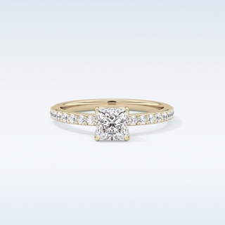 0.78 CT Pave Engagement Ring Featuring Princess Moissanite
