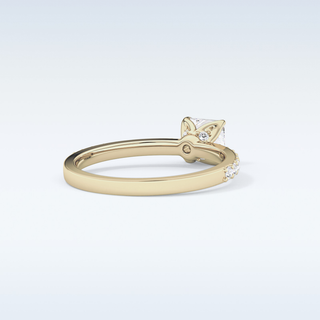 0.78 CT Pave Engagement Ring Featuring Princess Moissanite