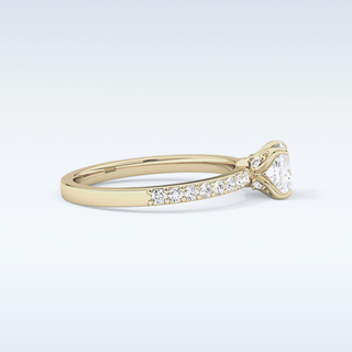 0.78 CT Pave Engagement Ring Featuring Princess Moissanite