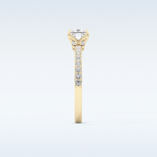 0.78 CT Pave Engagement Ring Featuring Princess Moissanite