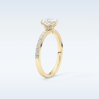 0.78 CT Pave Engagement Ring Featuring Princess Moissanite