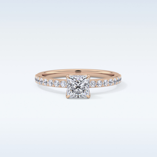 0.78 CT Pave Engagement Ring Featuring Princess Moissanite