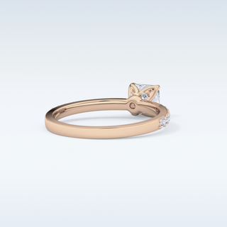 0.78 CT Pave Engagement Ring Featuring Princess Moissanite