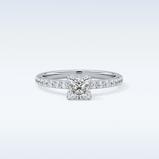 0.78 CT Pave Engagement Ring Featuring Princess Moissanite