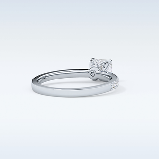 0.78 CT Pave Engagement Ring Featuring Princess Moissanite