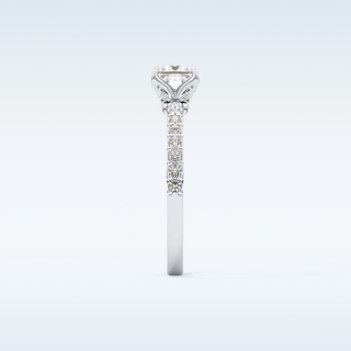 0.78 CT Pave Engagement Ring Featuring Princess Moissanite