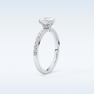 0.78 CT Pave Engagement Ring Featuring Princess Moissanite