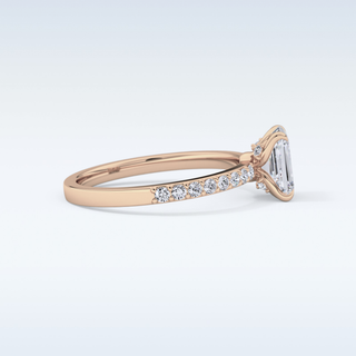 1.02 CT Pave Engagement Ring Featuring Emerald Moissanite