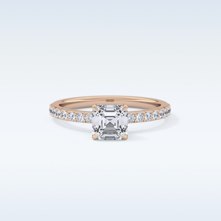 0.86 CT Pave Engagement Ring Featuring Asscher Moissanite 13