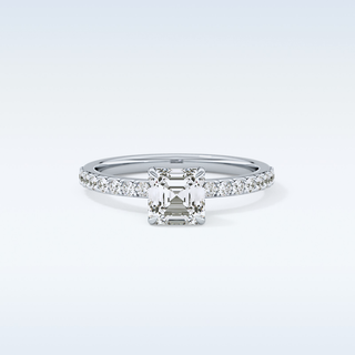 0.86 CT Pave Engagement Ring Featuring Asscher Moissanite 1