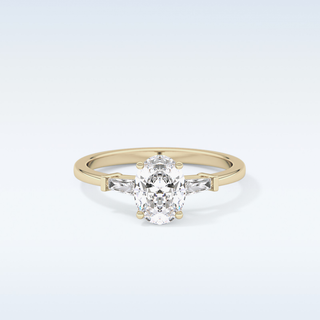 Elegant 0.83 CT Three Stones Engagement Ring Featuring Oval Moissanite
