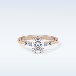 Elegant 0.83 CT Three Stones Engagement Ring Featuring Oval Moissanite
