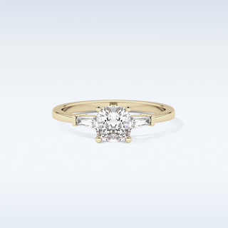Elegant 0.74 CT Three Stones Engagement Ring Featuring Cushion Moissanite