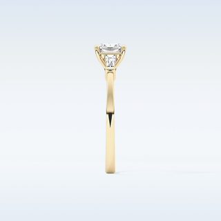 Elegant 0.74 CT Three Stones Engagement Ring Featuring Cushion Moissanite