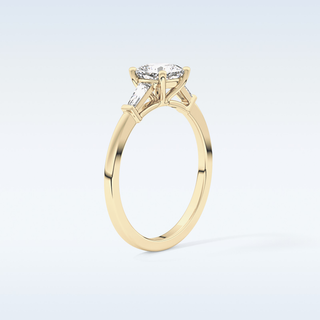 Elegant 0.74 CT Three Stones Engagement Ring Featuring Cushion Moissanite