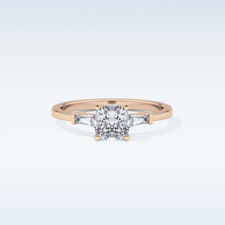 Elegant 0.74 CT Three Stones Engagement Ring Featuring Cushion Moissanite