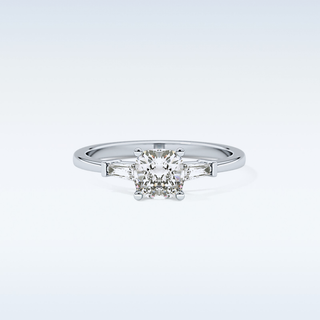 Elegant 0.74 CT Three Stones Engagement Ring Featuring Cushion Moissanite