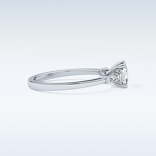Elegant 0.74 CT Three Stones Engagement Ring Featuring Cushion Moissanite