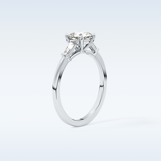 Elegant 0.74 CT Three Stones Engagement Ring Featuring Cushion Moissanite
