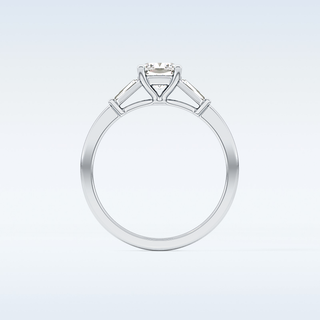 Elegant 0.74 CT Three Stones Engagement Ring Featuring Cushion Moissanite