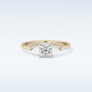 Elegant 0.78 CT Three Stones Engagement Ring Featuring Princess Moissanite