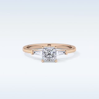 Elegant 0.78 CT Three Stones Engagement Ring Featuring Princess Moissanite