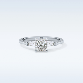 Elegant 0.78 CT Three Stones Engagement Ring Featuring Princess Moissanite