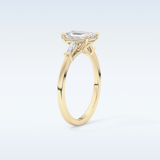 Elegant 1.02 CT Three Stones Engagement Ring Featuring Emerald Moissanite