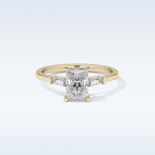 Elegant 1.21 CT Three Stones Engagement Ring Featuring Radiant Moissanite