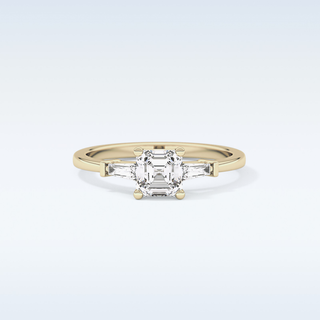 Elegant 0.65 CT Three Stones Engagement Ring Featuring Asscher Moissanite 7