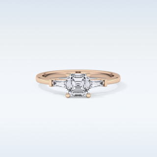 Elegant 0.65 CT Three Stones Engagement Ring Featuring Asscher Moissanite 13