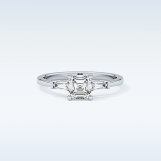 Elegant 0.65 CT Three Stones Engagement Ring Featuring Asscher Moissanite 1