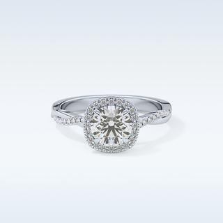 1.03 CT Halo & Pave Engagement Ring Featuring Round Moissanite