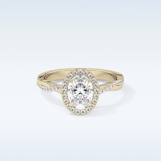 0.83 CT Halo & Pave Engagement Ring Featuring Oval Moissanite