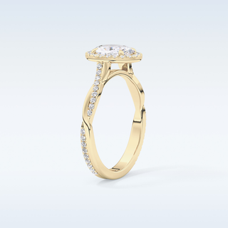 0.83 CT Halo & Pave Engagement Ring Featuring Oval Moissanite