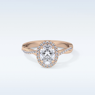 0.83 CT Halo & Pave Engagement Ring Featuring Oval Moissanite