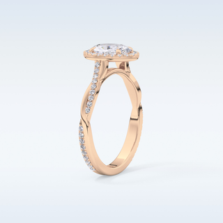 0.83 CT Halo & Pave Engagement Ring Featuring Oval Moissanite