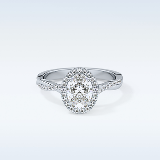 0.83 CT Halo & Pave Engagement Ring Featuring Oval Moissanite